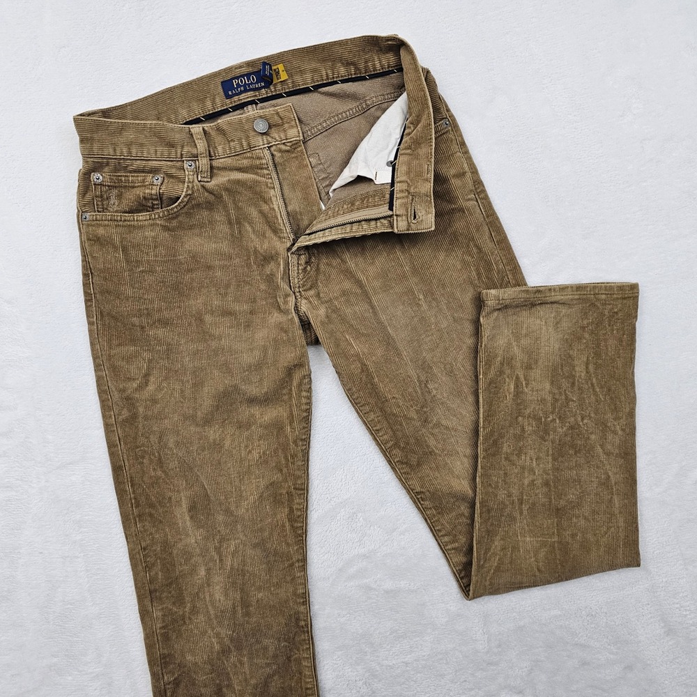 Polo Ralph Lauren Corduroy Pants Mens 29x30 Tan Brown Varick Slim Straight Prep